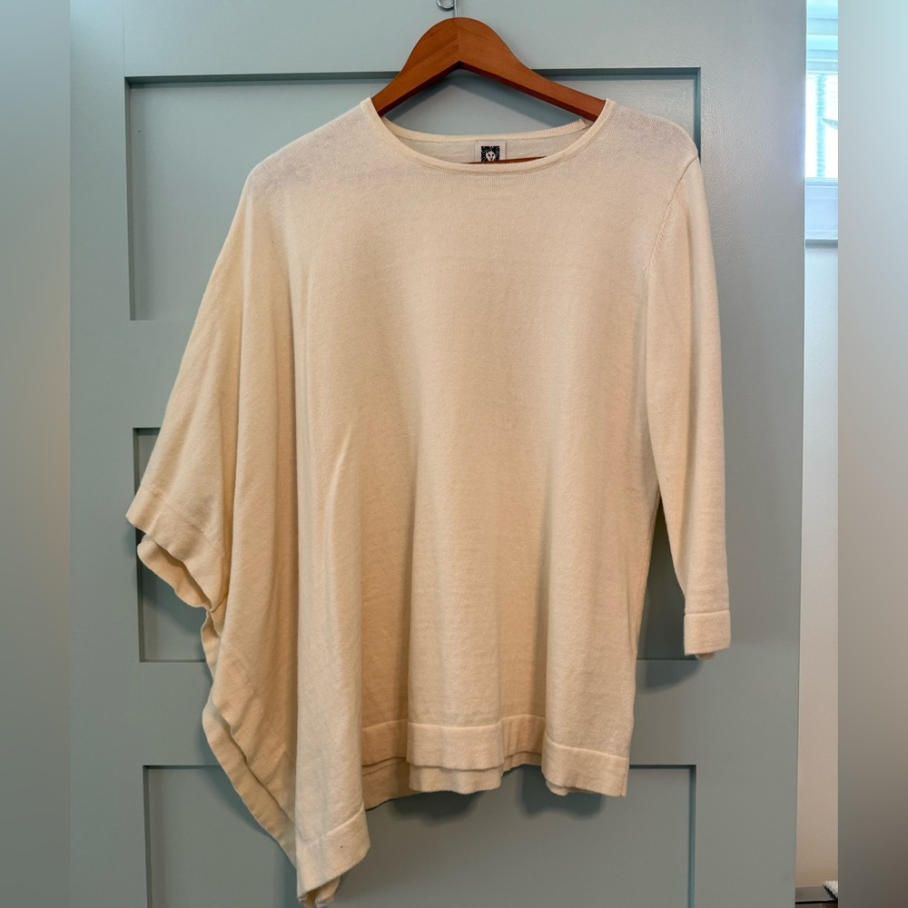 Anne Klein Cream Knit Asymmetrical Poncho